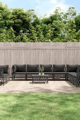 vidaXL 3186929 - 11 Piece Garden Lounge Set with Cushions Steel