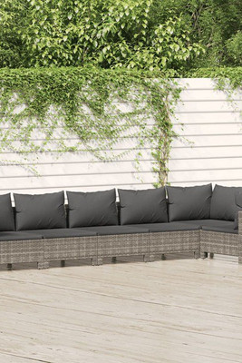 vidaXL 3187276 - 6 Piece Garden Lounge Set with Cushions Poly Rattan