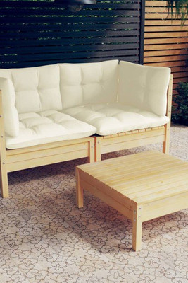 vidaXL 3096016 - 3 Piece Garden Lounge Set with Cushions Pinewood