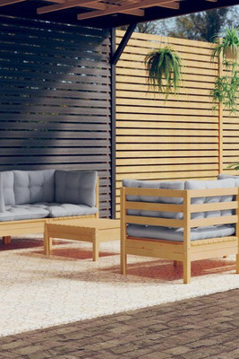 vidaXL 3096021 - 5 Piece Garden Lounge Set with Cushions Pinewood