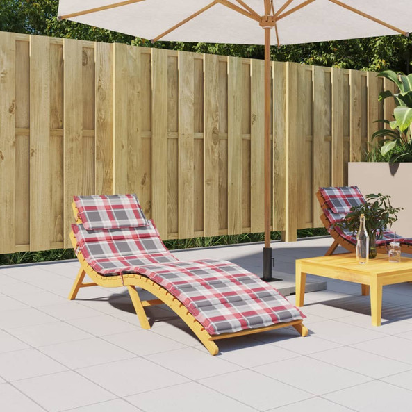 vidaXL 314171 - Sun Lounger Cushion Red Check Pattern 186x58x4cm Oxford Fabric