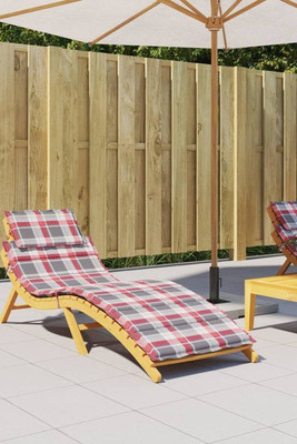 vidaXL 314171 - Sun Lounger Cushion Red Check Pattern 186x58x4cm Oxford Fabric