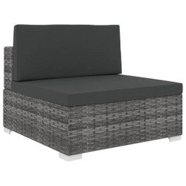 vidaXL 48290 - Sectional Middle Seat with Cushions Poly Rattan grey