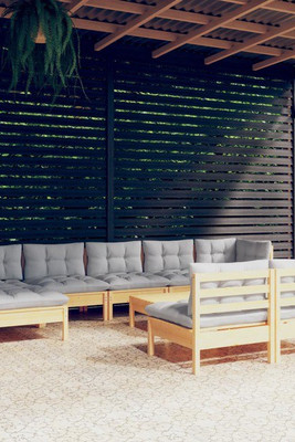 vidaXL 3097108 - 10 Piece Garden Lounge Set with Cushions Pinewood