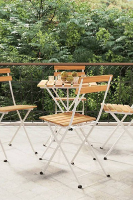 vidaXL 319975 - Folding Bistro Chairs 4 pcs Solid Wood Acacia and Steel