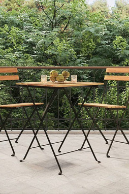 vidaXL 319977 - 3 Piece Folding Bistro Set Solid Wood Teak and Steel