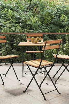 vidaXL 319980 - Folding Bistro Chairs 4 pcs Solid Wood Teak and Steel