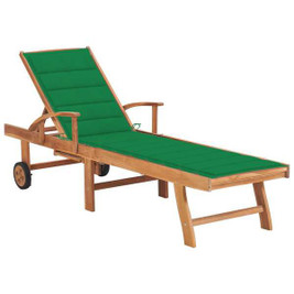 vidaXL 3063011 - Sun Lounger with Cushion Solid Teak Wood