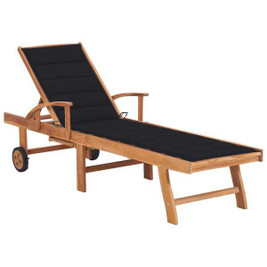 vidaXL 3063013 - Sun Lounger with Cushion Solid Teak Wood