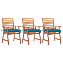 vidaXL 3064366 - Outdoor Dining Chairs 3 pcs with Cushions Solid Acacia Wood