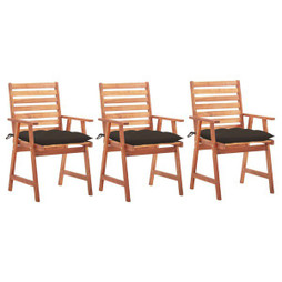 vidaXL 3064370 - Outdoor Dining Chairs 3 pcs with Cushions Solid Acacia Wood