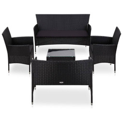 vidaXL 45895 - Salon de jardin 5 pcs avec coussins résine tressée noir