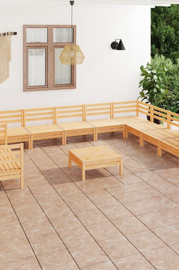 vidaXL 3083199 - Salon de jardin 11 pcs Bois de pin massif