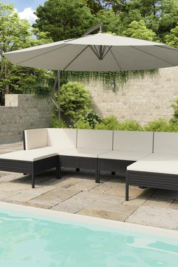 vidaXL 3056962 - Salon de jardin 6 pcs avec coussins résine tressée noir