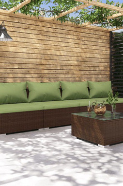 vidaXL 3101412 - Salon de jardin 5 pcs avec coussins résine tressée marron