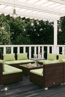 vidaXL 3101548 - Salon de jardin 9 pcs avec coussins résine tressée marron