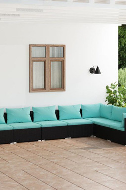 vidaXL 3101737 - Salon de jardin 7 pcs avec coussins Résine tressée