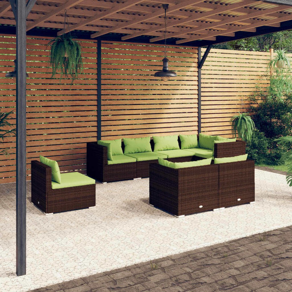 vidaXL 3102612 - 8 Piece Garden Lounge Set with Cushions Poly Rattan
