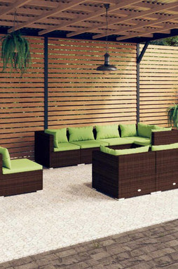 vidaXL 3102612 - Salon de jardin 8 pcs avec coussins Résine tressée Marron