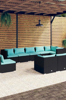 vidaXL 3102625 - Salon de jardin 9 pcs avec coussins Résine tressée