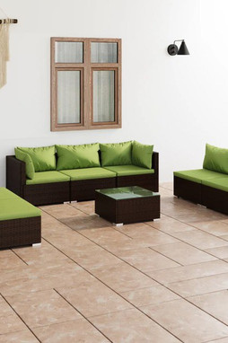 vidaXL 3102244 - Salon de jardin 8 pcs avec coussins Résine tressée Marron
