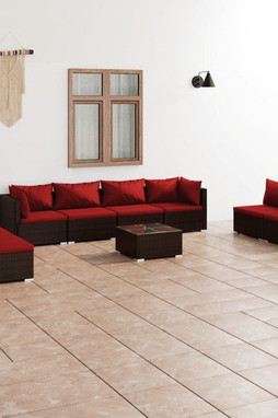 vidaXL 3102259 - Salon de jardin 9 pcs avec coussins résine tressée marron