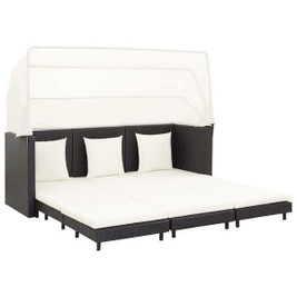vidaXL 46075 - Canapé-lit extensible 3 places avec toit Résine tressée