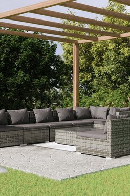 vidaXL 3102413 - Salon de jardin 9 pcs avec coussins Résine tressée