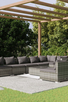 vidaXL 3102413 - 9 Piece Garden Lounge Set with Cushions Poly Rattan