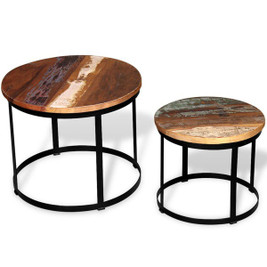 vidaXL 244007 - Table basse 2 pcs Bois récupéré massif Rond 40 cm / 50 cm