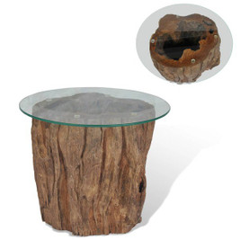 vidaXL 245069 - Table basse Teck Verre 50x40 cm