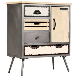 vidaXL 246283 - Buffet Bois de manguier massif et acier 65x33x76 cm