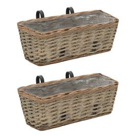 vidaXL 246828 - Balcony Planter 2 pcs Wicker with PE Lining 40 cm