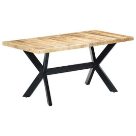 vidaXL 247433 - Dining Table 160x80x75 cm Solid Rough Mango Wood