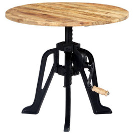 vidaXL 247915 - Side Table 60x(46-63) cm Solid Mango Wood and Cast Iron