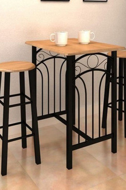vidaXL 275403 - Table et tabouret de bar 3 pcs Bois et acier