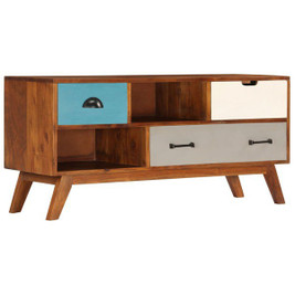 vidaXL 247936 - TV Cabinet with 3 Drawers 110x35x50 cm Solid Acacia Wood