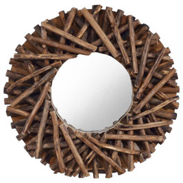 vidaXL 288801 - Miroir mural 40 cm Teck Rond