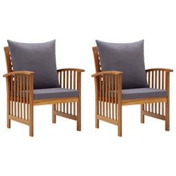 vidaXL 310258 - Garden Chairs with Cushions 2 pcs Solid Acacia Wood