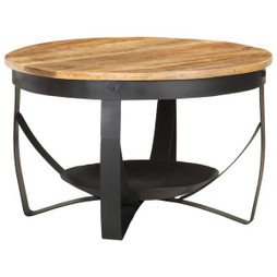 vidaXL 320794 - Table basse Ø68x43 cm Bois de manguier brut