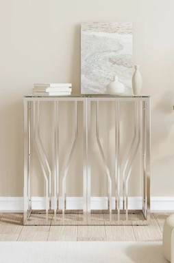 vidaXL 350033 - Table console 70x30x70 cm acier inoxydable et verre