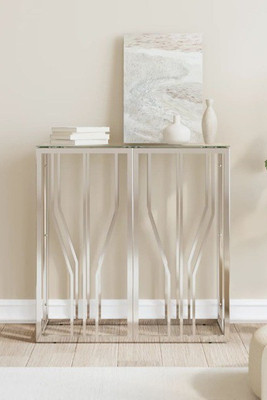 vidaXL 350033 - Console Table 70x30x70 cm Stainless Steel and Glass