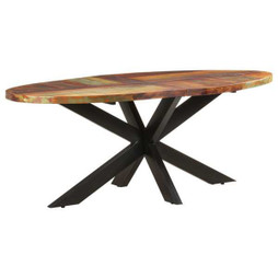 vidaXL 321676 - Table à dîner ovale 200x100x75 cm Bois de récupération solide