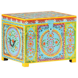 vidaXL 323540 - Boîte rangement peinte à main 50x40x40 cm bois manguier massif