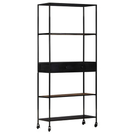 vidaXL 323734 - Book Cabinet 80x35x180 cm Rough Mango Wood & Iron