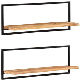 vidaXL 338457 - Wall Shelves 2 pcs 100x24x35 cm Solid Wood Acacia and Steel