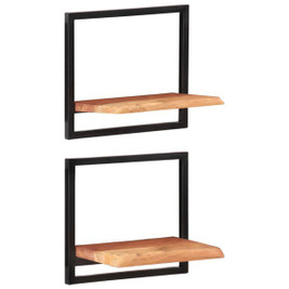 vidaXL 338460 - Wall Shelves 2 pcs 40x24x35 cm Solid Wood Acacia and Steel