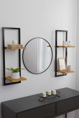 vidaXL 338462 - Wall Shelves 2 pcs 25x25x75 cm Solid Wood Acacia and Steel