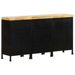 vidaXL 3074904 - Buffet avec 3 tiroirs et 4 portes Bois de manguier brut