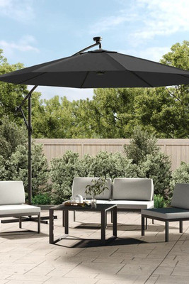 vidaXL 44521 - Parasol de jardin en porte-à-faux et lumières LED mât en acier